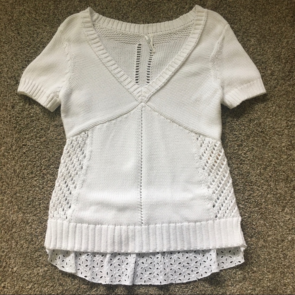 Anthropologie Emma Eyelet Top by Feather Bone Sz M